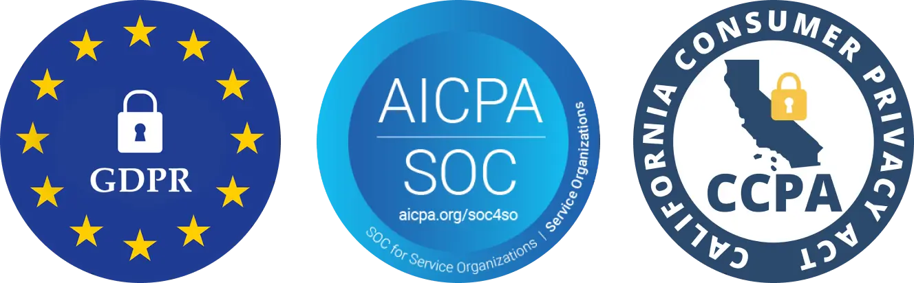 GDPR, AICPA SOC, and CCPA badges.