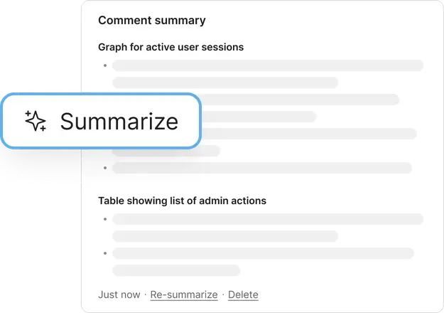 A summarize button allows you to quickly summarize comments.