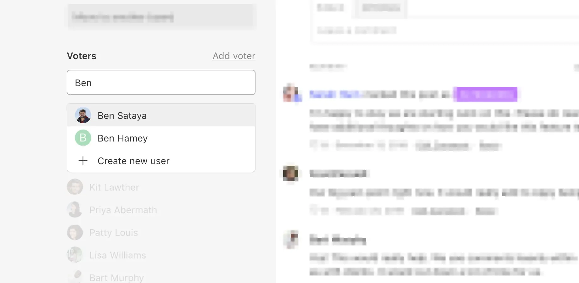 Canny voter search with Segment user data auto-populating name and company fields