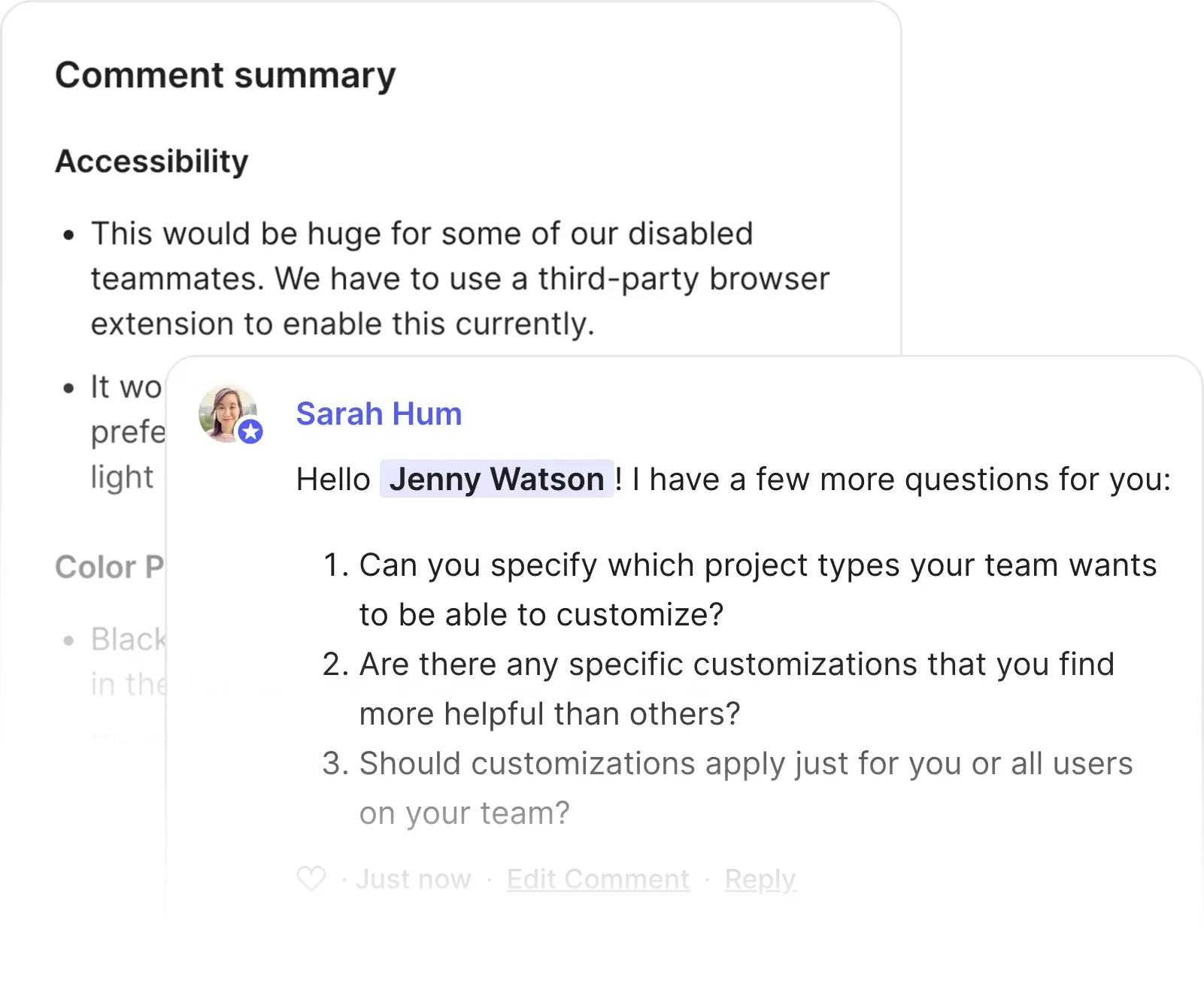 AI features helping you respond to and summarize customer feedback.