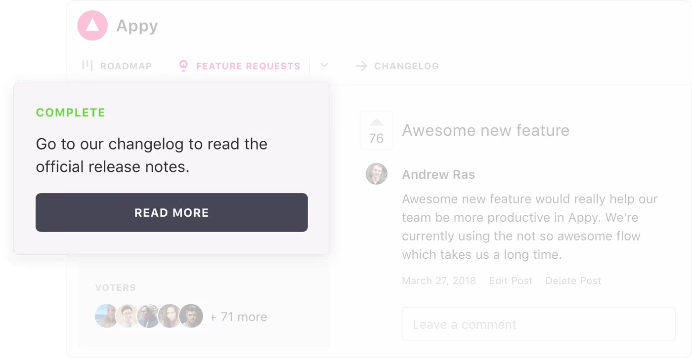 Notifying customers automatically when the feature they requested ships.