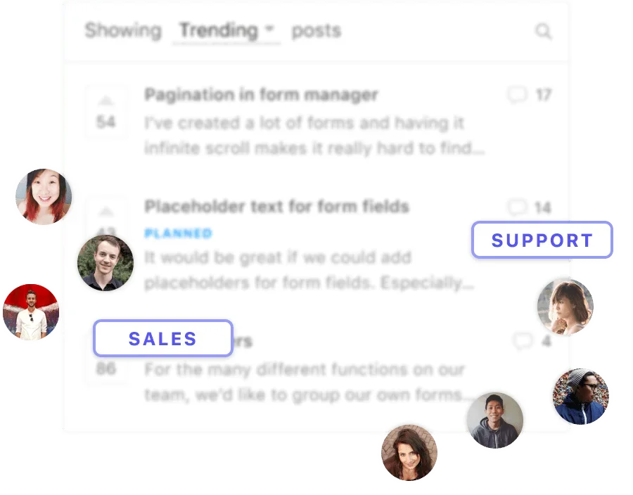 Internal feedback from your team sitting alongside customer requests in Canny.