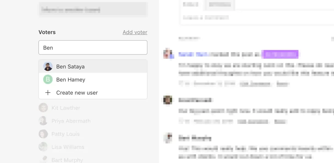Canny voter search with Segment user data auto-populating name and company fields