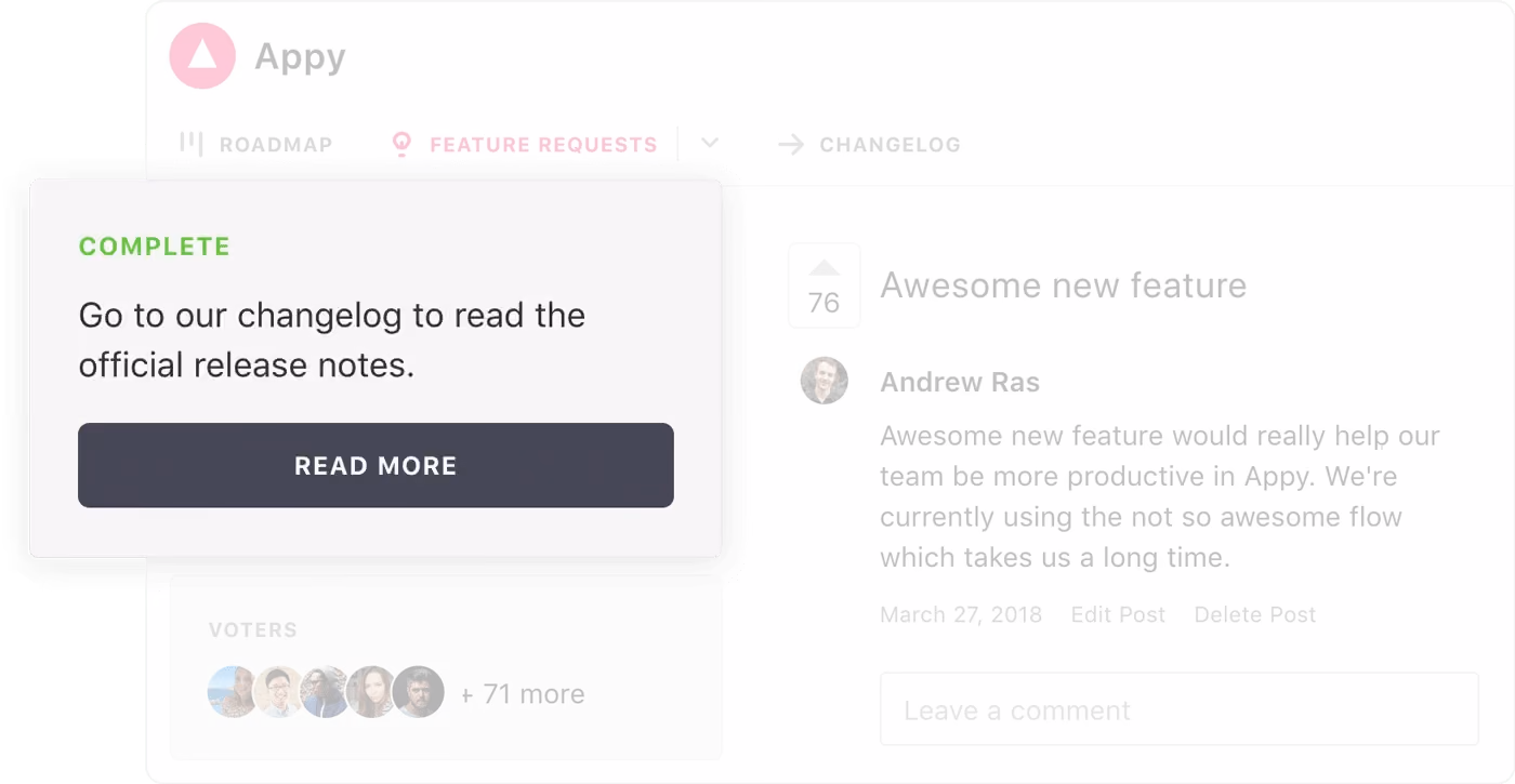 Notifying customers automatically when the feature they requested ships.
