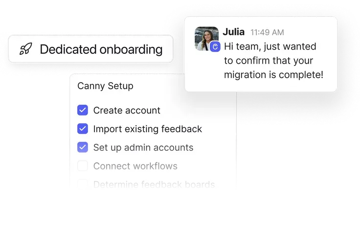 Our dedicated success team checking in to make sure your onboarding is going smoothly.