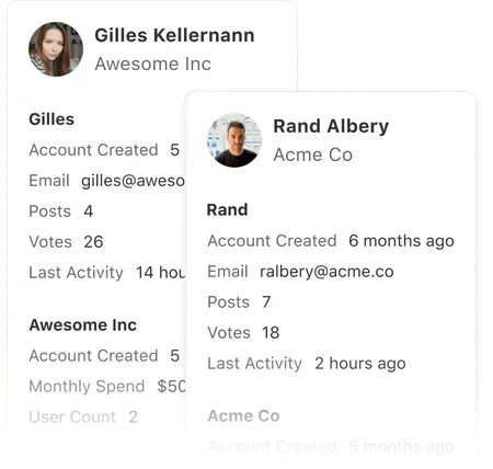 Existing customer profiles including feedback they submitted
