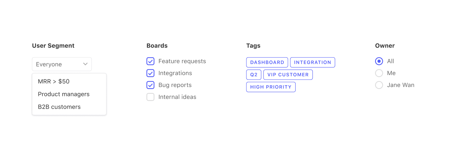 Canny features for showing off your product roadmap