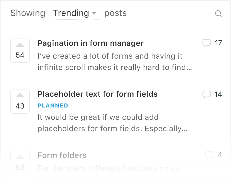Every feature request organized in one place in Canny.