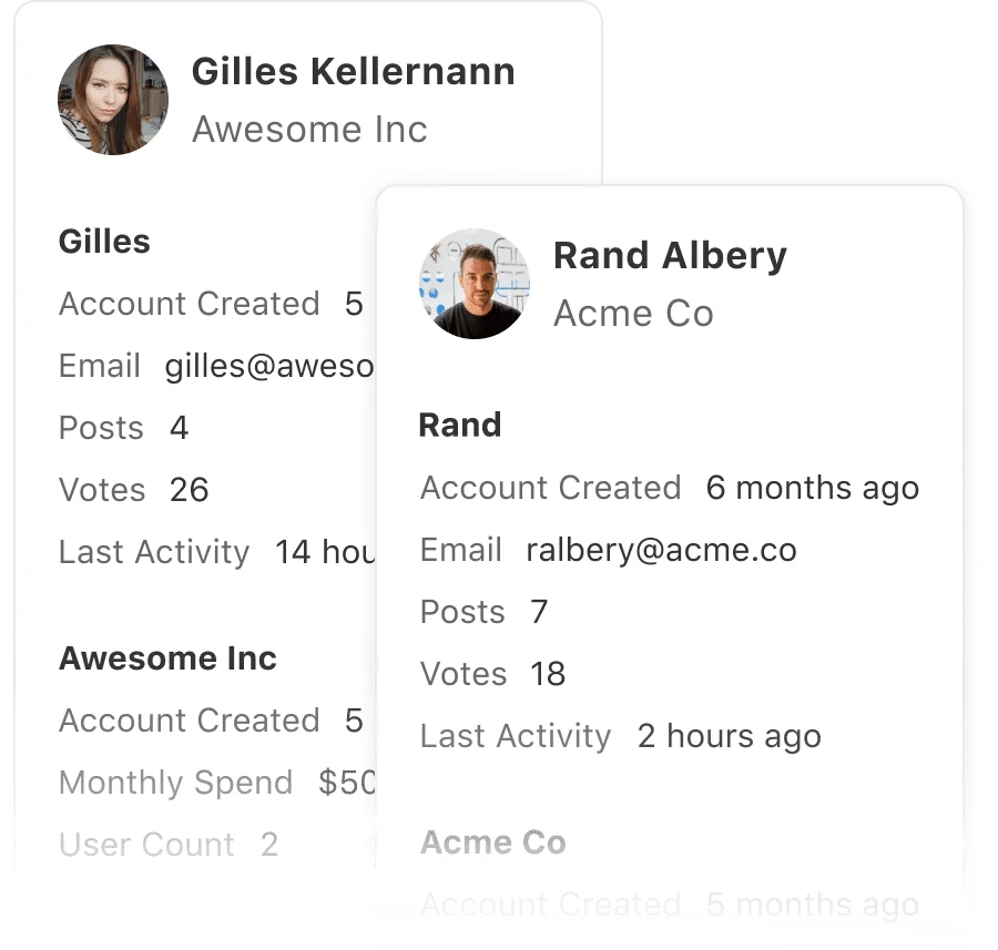 Existing customer profiles including feedback they submitted