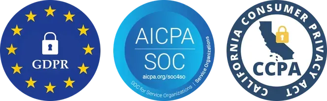 GDPR, AICPA SOC, and CCPA badges.