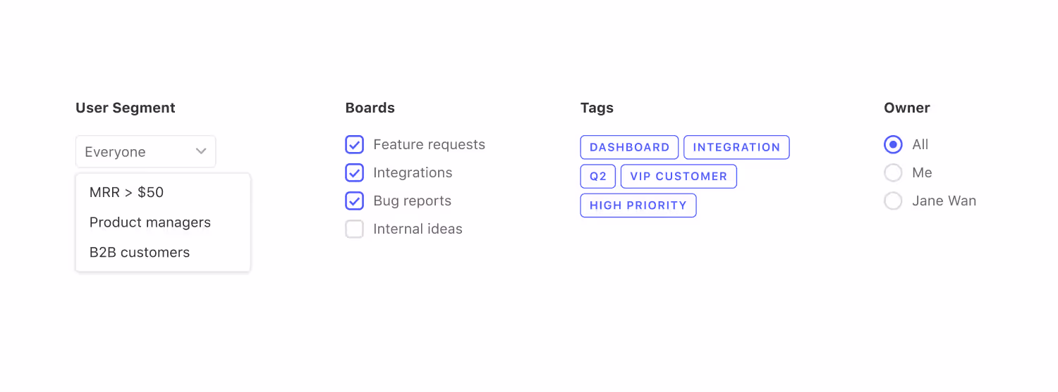 Canny features for showing off your product roadmap