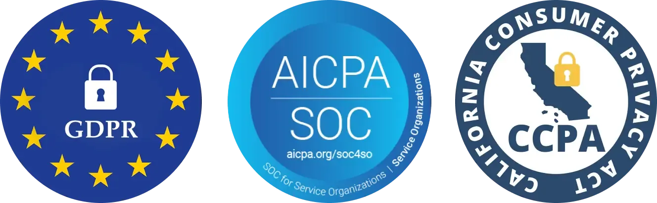 GDPR, AICPA SOC, and CCPA badges.